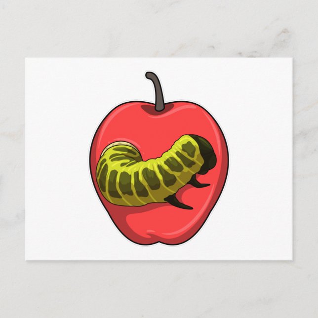 Caterpillar with Apple Postcard (Front)