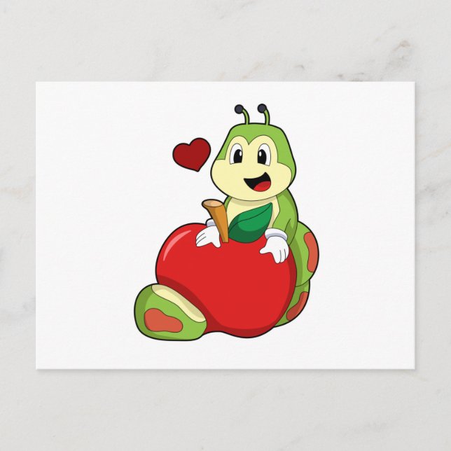 Caterpillar with Apple Postcard (Front)