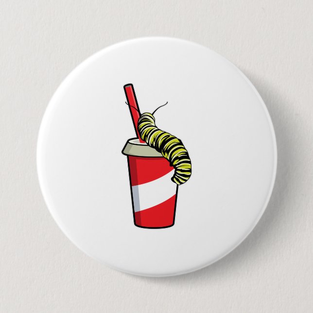 Caterpillar with Drink 7.5 Cm Round Badge (Front)