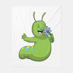 Caterpillar with Flower Daisy Fleece Blanket