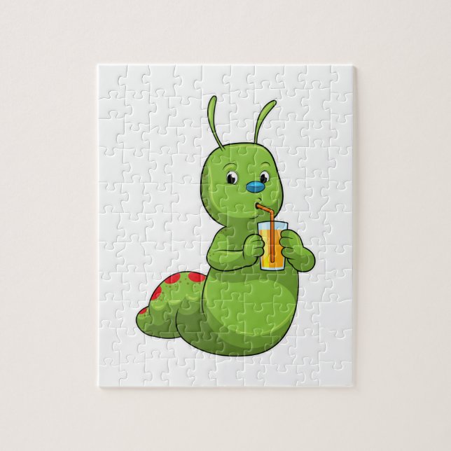Caterpillar with Glass of Orange juice Jigsaw Puzzle (Vertical)