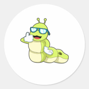 Caterpillar with Glasses Classic Round Sticker