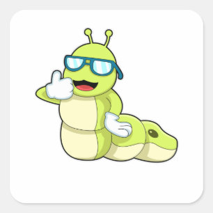 Caterpillar with Glasses Square Sticker