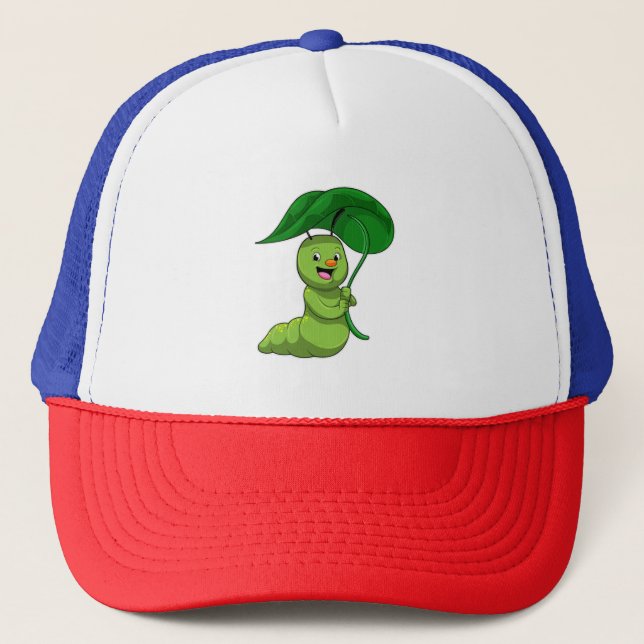 Caterpillar with Leaf as Parasol Trucker Hat (Front)