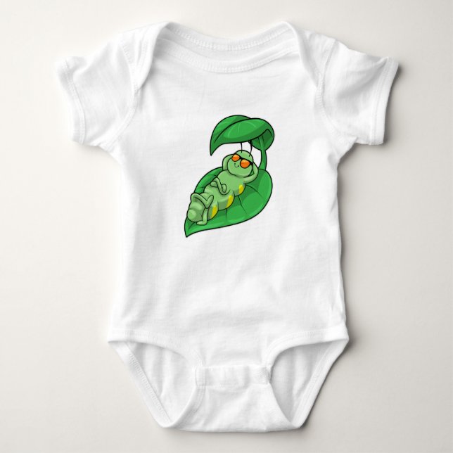 Caterpillar with Leaf Baby Bodysuit (Front)