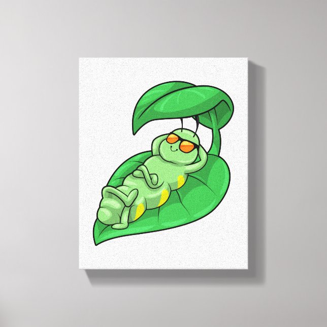 Caterpillar with Leaf Canvas Print (Front)