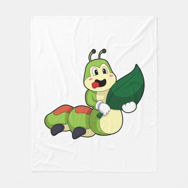 Caterpillar with Leaf Fleece Blanket (Front)