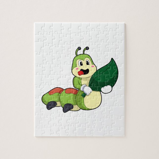 Caterpillar with Leaf Jigsaw Puzzle (Vertical)
