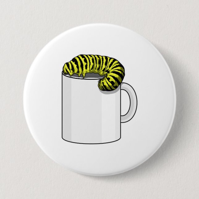 Caterpillar with Mug 7.5 Cm Round Badge (Front)