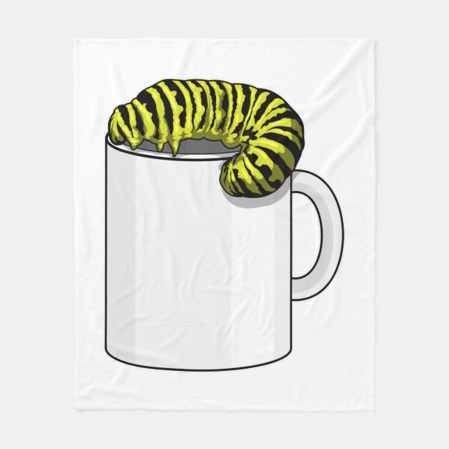 Caterpillar with Mug Fleece Blanket (Front)