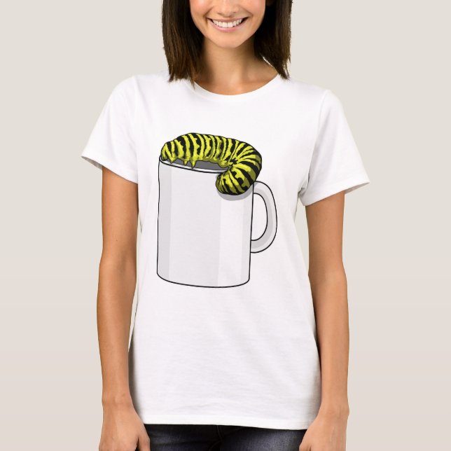 Caterpillar with Mug T-Shirt (Front)