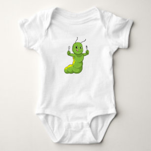 Caterpillar with Spoon & Fork Baby Bodysuit