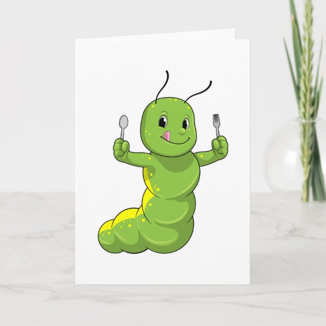 Caterpillar with Spoon & Fork Card (Front)