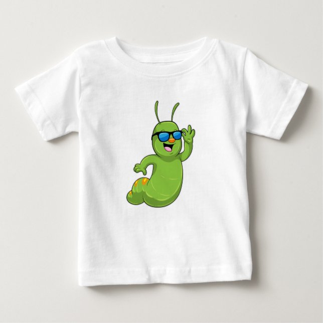 Caterpillar with Sunglasses Baby T-Shirt (Front)