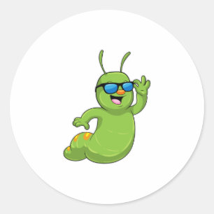 Caterpillar with Sunglasses Classic Round Sticker