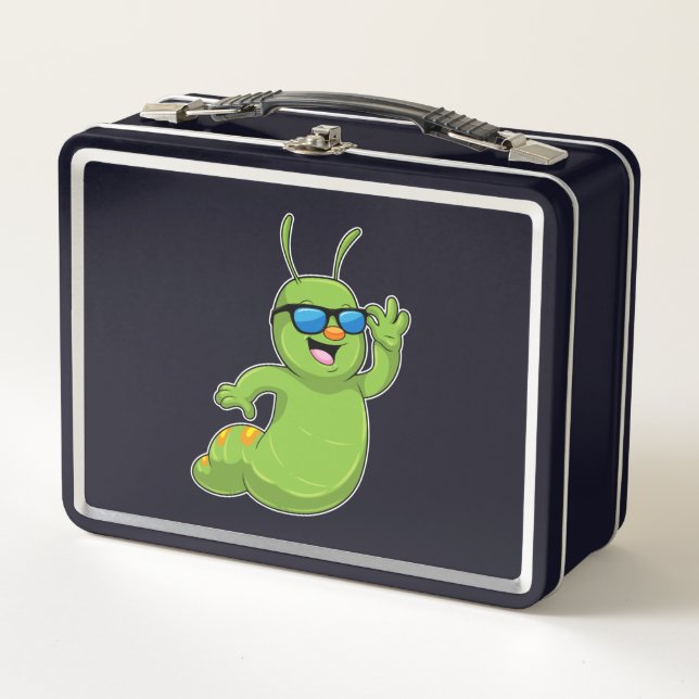 Caterpillar with Sunglasses Metal Lunch Box (Front)