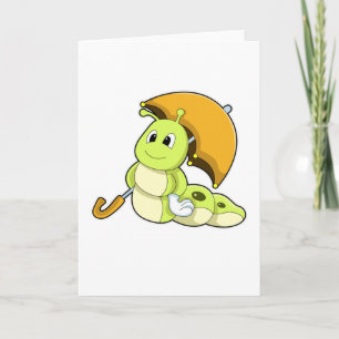 Caterpillar with Umbrella Card