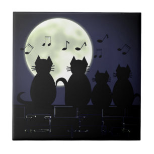 caterwauling by moonlight ceramic tile