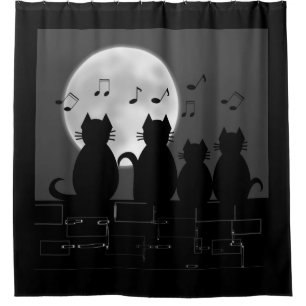 Caterwauling by moonlight shower curtain