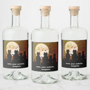 caterwauling ,Cats in the moonlight. Personalise Liquor Bottle Label