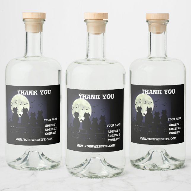 caterwauling ,Cats in the moonlight. Personalise Liquor Bottle Label (Bottles)