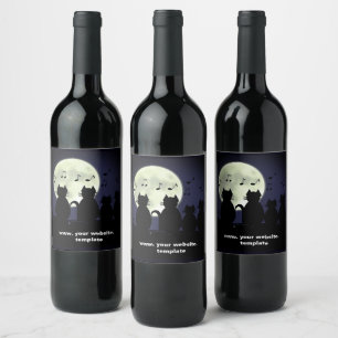 caterwauling ,Cats in the moonlight. Personalise Wine Label