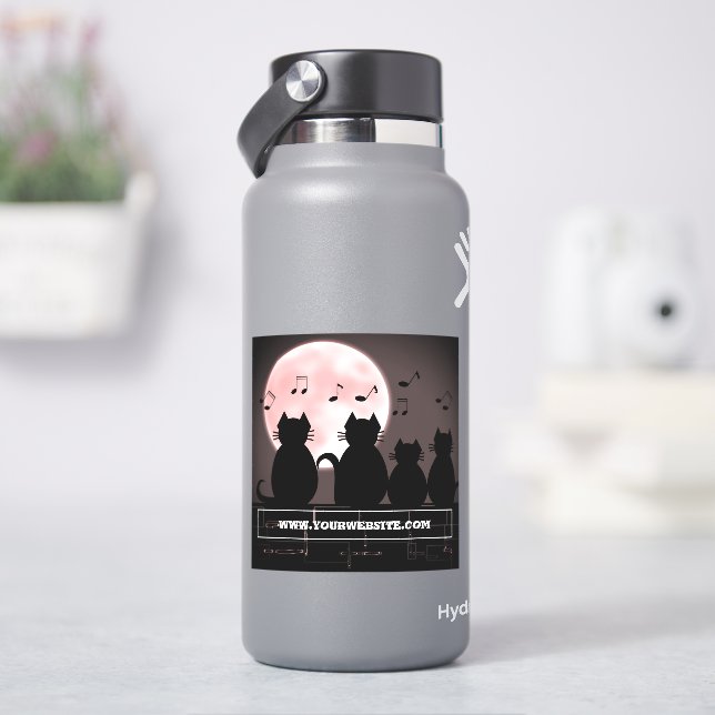 caterwauling ,Cats in the moonlight.  Sticker (HydroFlask)
