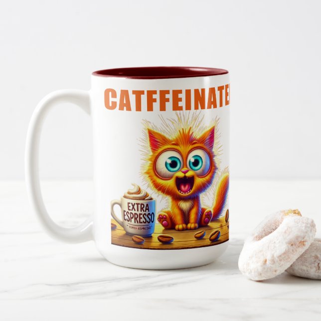 CATFFEINATED Two-Tone COFFEE MUG (With Donut)