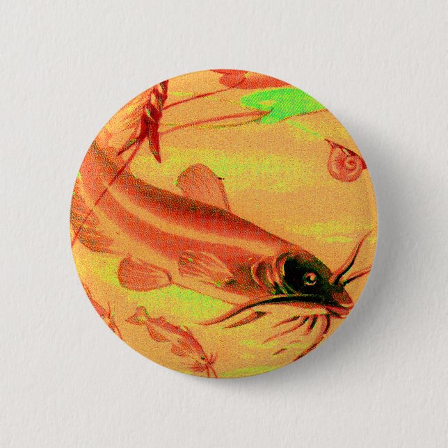 catfish 6 cm round badge (Front)