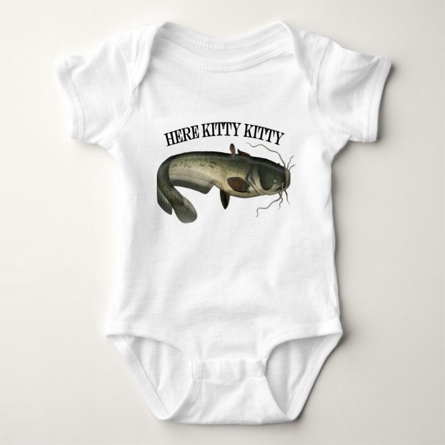 Catfish Fishing Here Kitty Kitty Baby Bodysuit (Front)
