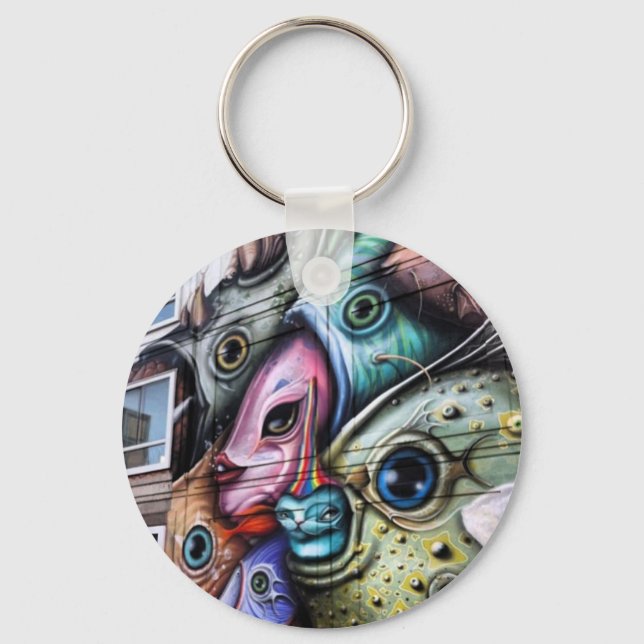 Catfish Graffiti in Amsterdam Key Ring (Front)