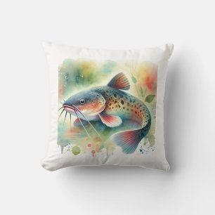 Catfish in Watercolor Art 170724AREF129 - Watercol Cushion
