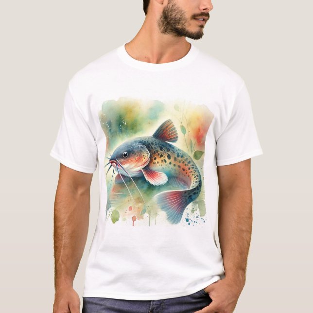 Catfish in Watercolor Art 170724AREF129 - Watercol T-Shirt (Front)