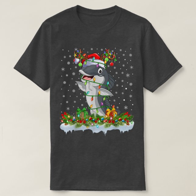 Catfish Lover Matching Santa Lighting Catfish Chri T-Shirt (Design Front)