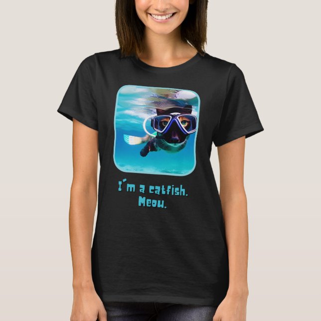 Catfish Meow - Funny Cat Snorkelling T-Shirt (Front)