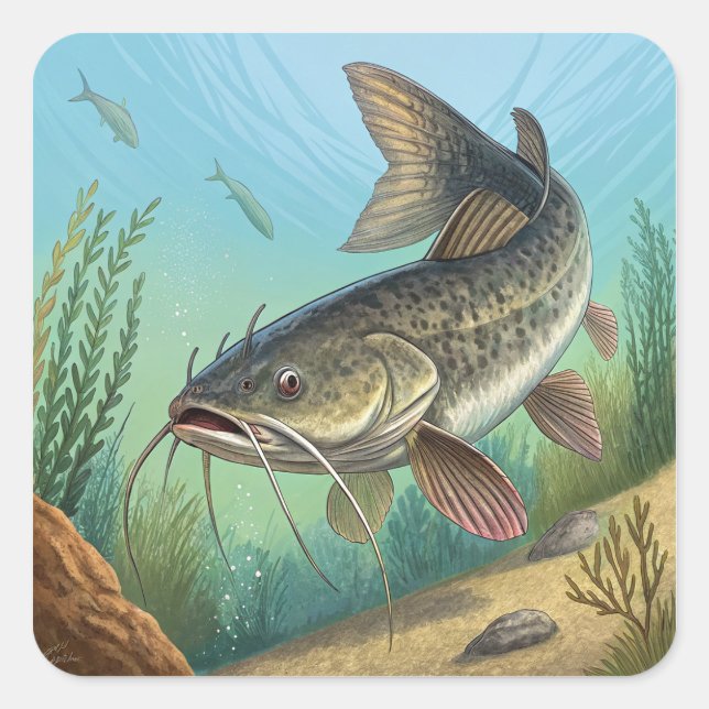 Catfish Square Sticker (Front)