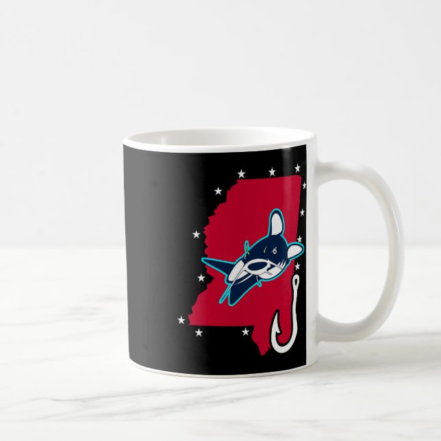 Catfishing Mississippi Flag Fishing Rod T Shirt  Coffee Mug (Right)