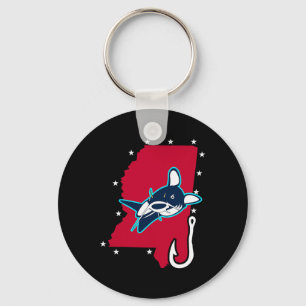 Catfishing Mississippi Flag Fishing Rod T Shirt  Key Ring