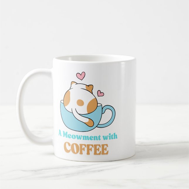 Catful Coffee Moment – Cute Cat Art Mug (Left)