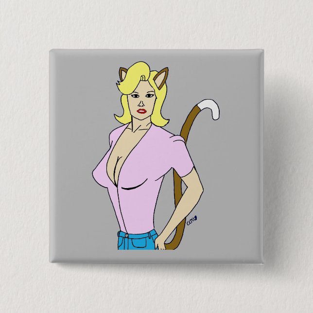 catgirl  15 cm square badge (Front)