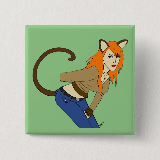 catgirl  15 cm square badge (Front)