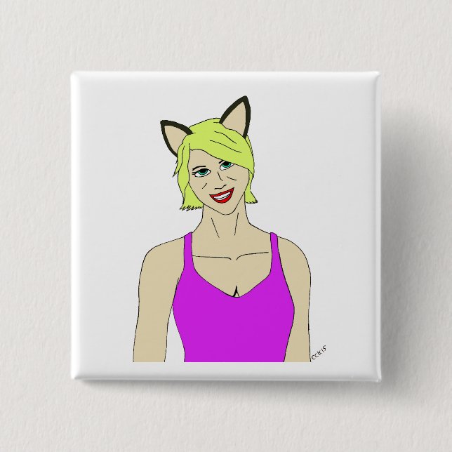 catgirl 15 cm square badge (Front)