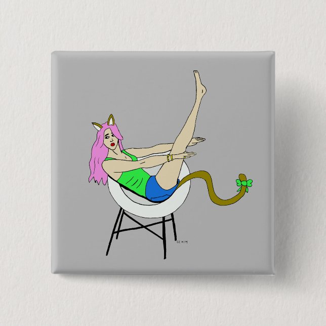 catgirl 15 cm square badge (Front)