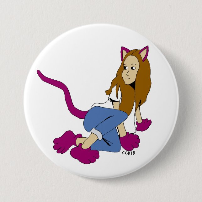 catgirl  7.5 cm round badge (Front)