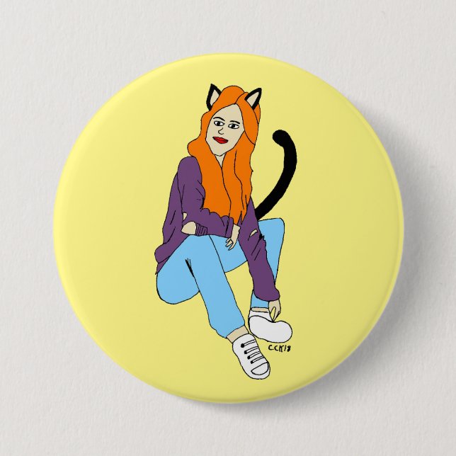 catgirl  7.5 cm round badge (Front)
