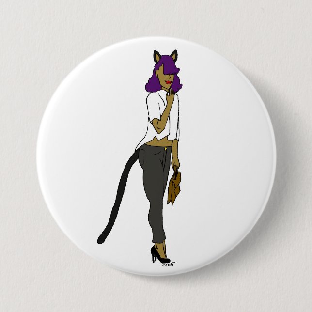 catgirl  7.5 cm round badge (Front)