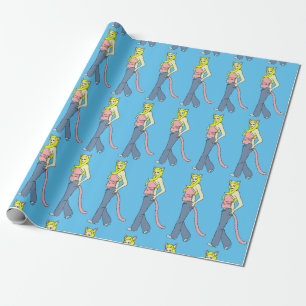 catgirl button wrapping paper