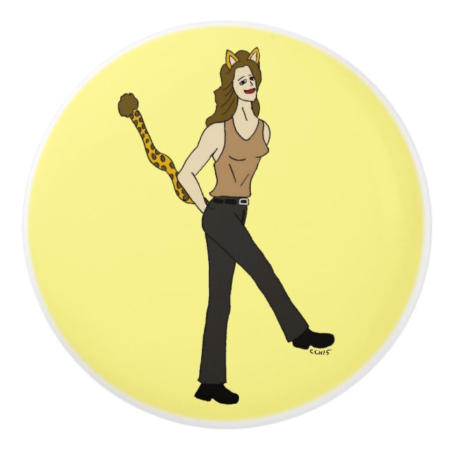 catgirl     ceramic knob (Front)