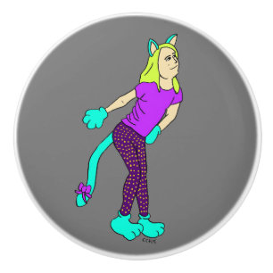 catgirl ceramic knob