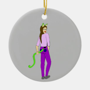 catgirl ceramic ornament
